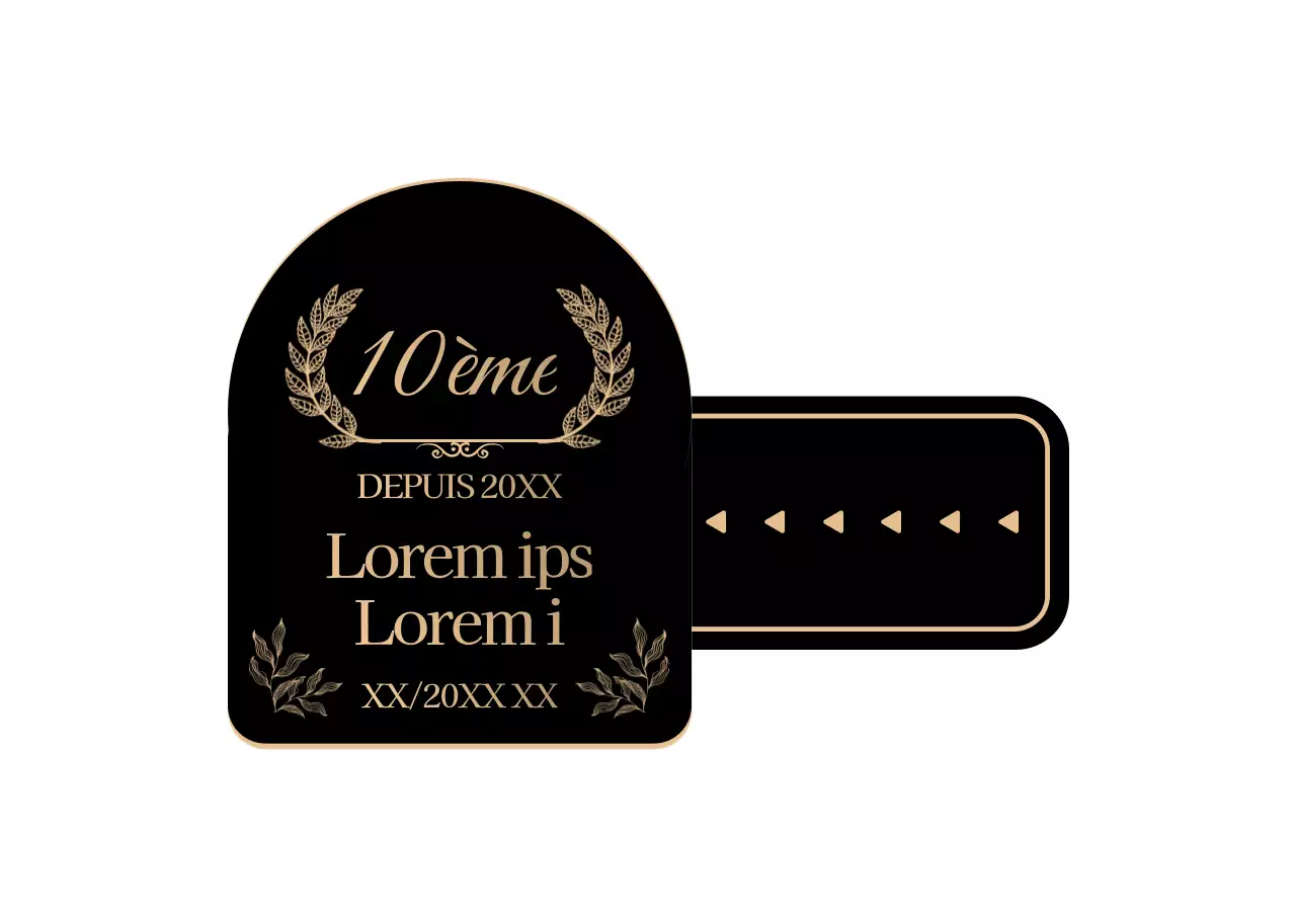 Un cadre en forme de laurier, noir et or, propre et élégant, pour commémorer le concept.