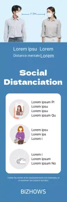 Guide de distanciation sociale du portrait bleu propre