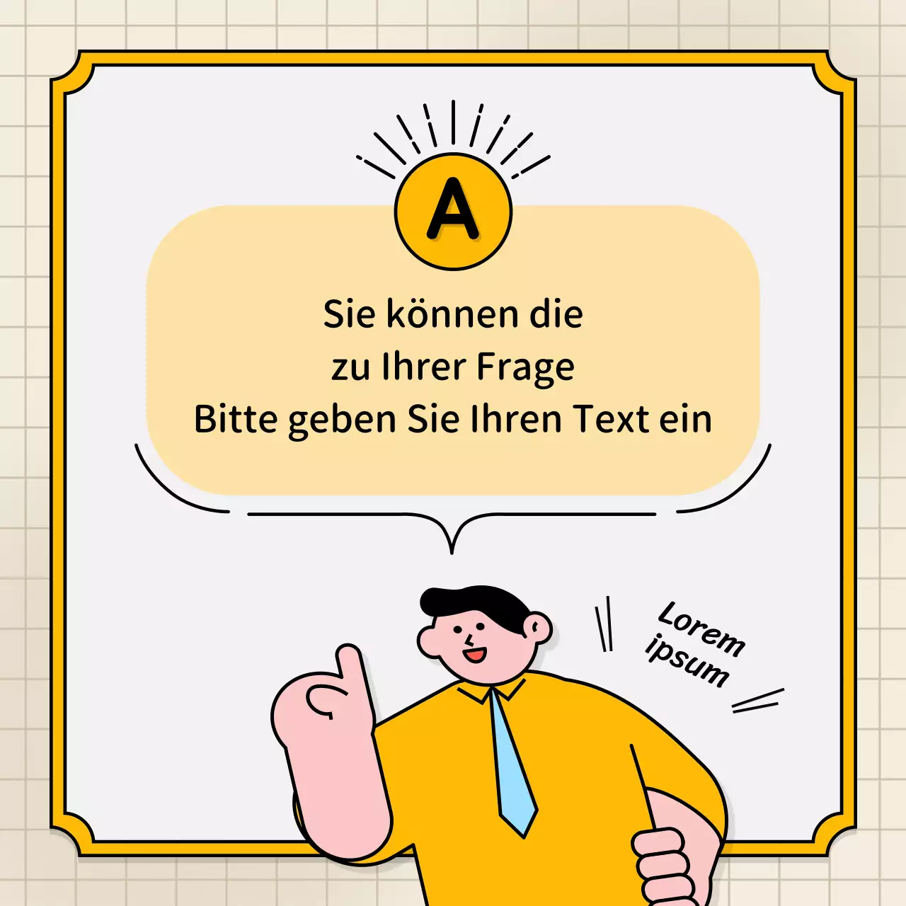 Hellblaue und gelbe Sprechblasen und niedlicher Illustrationsstil