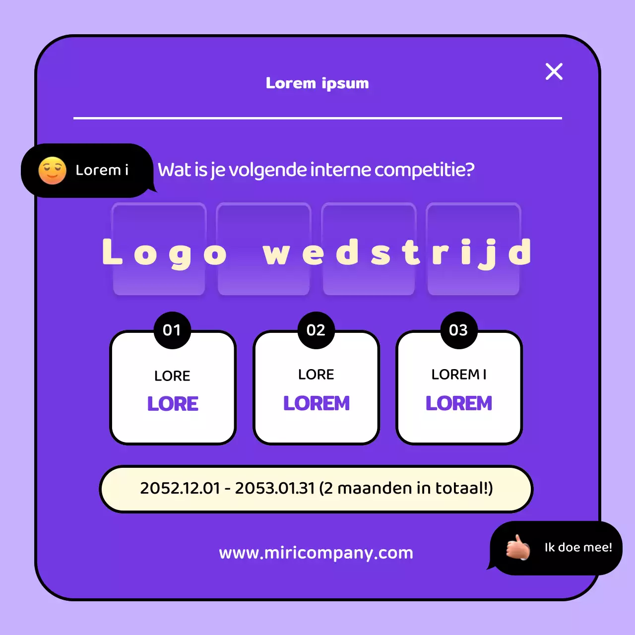 De paars met gele slogan winnaar van onze interne wedstrijd