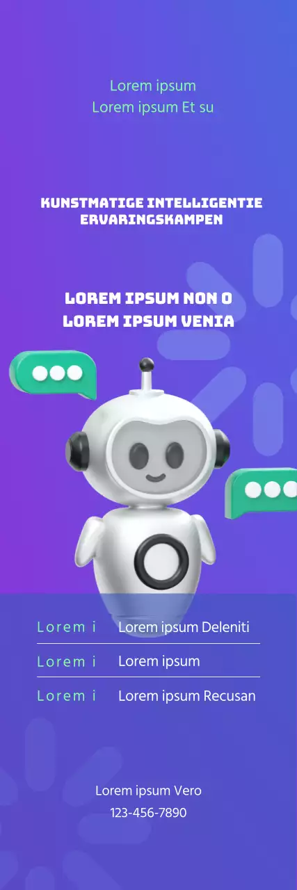 Wervingsactiviteit met een 3D-illustratie van een robot op een blauwe en paarse gradiëntachtergrond