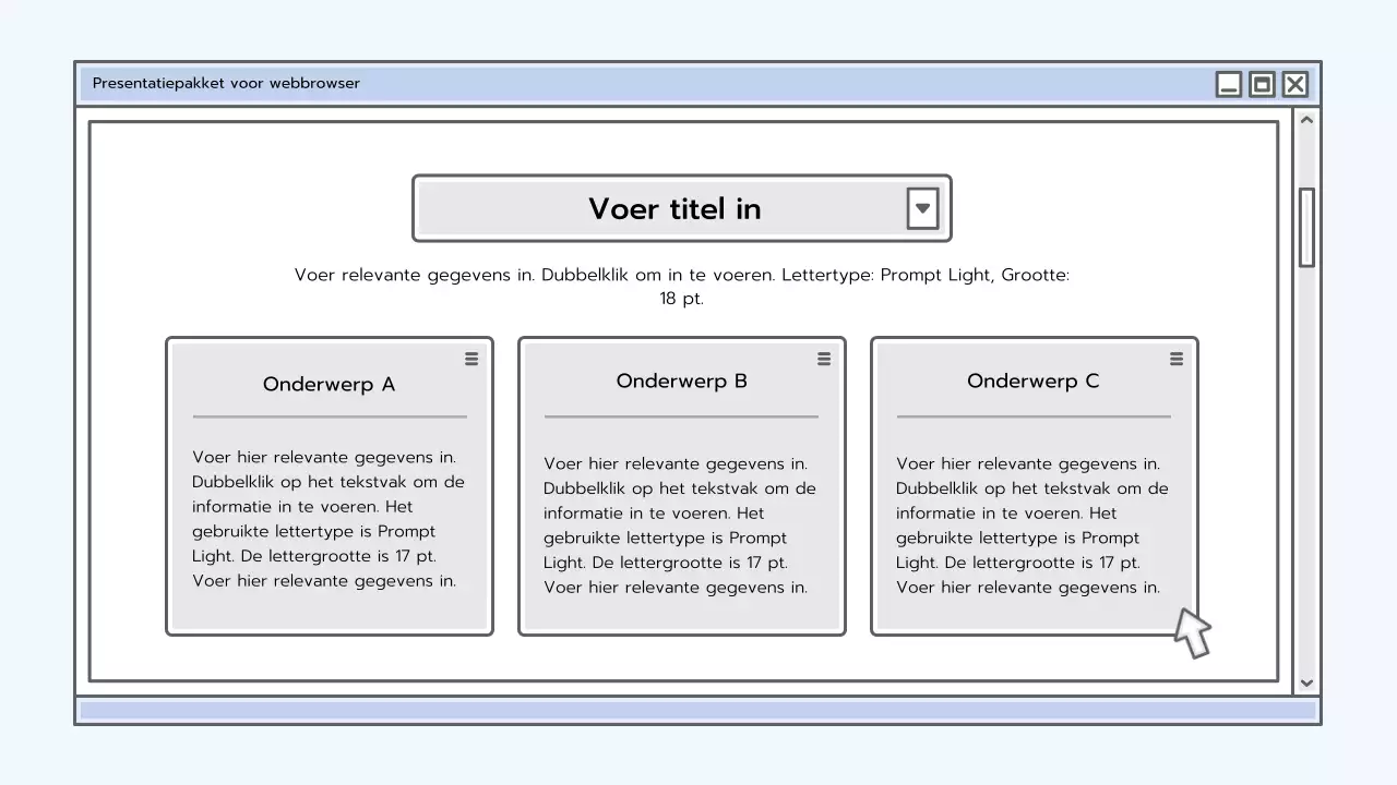 Presentatiepakket met lichtblauw browserconcept