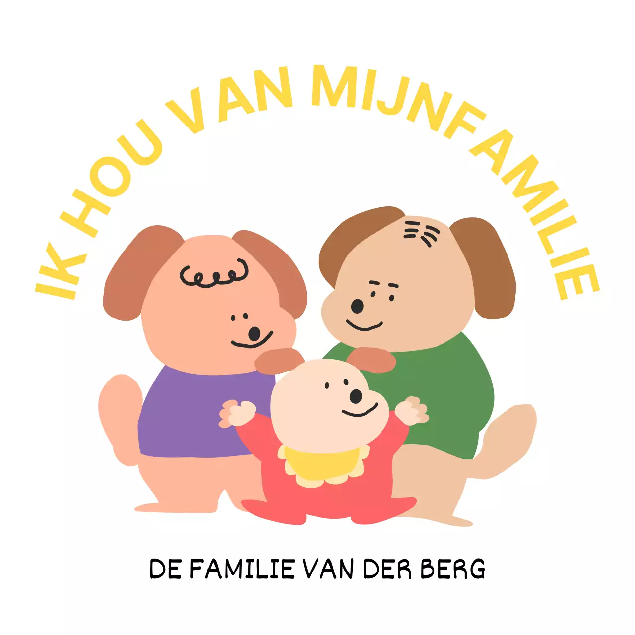 T-shirts voor familiegroepen met een leuk, kleurrijk concept