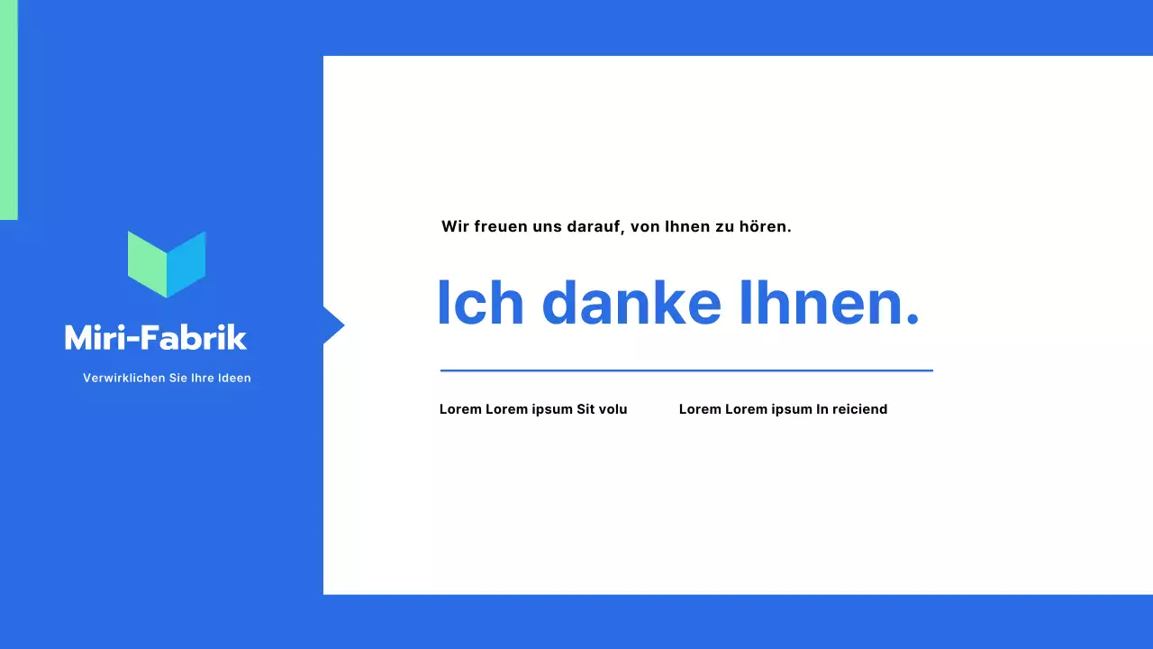 Blaue mintfarbene Präsentation eines Angebots für ausgelagerte Produktionsdienstleistungen