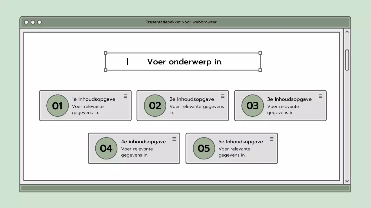 Presentatiepakket met lichtblauw browserconcept