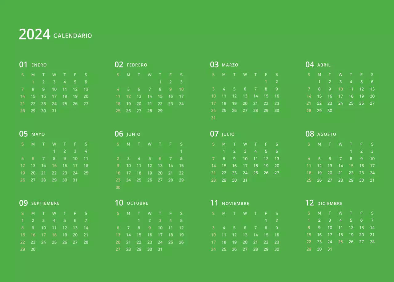 Calendario ilustrado multicolor
