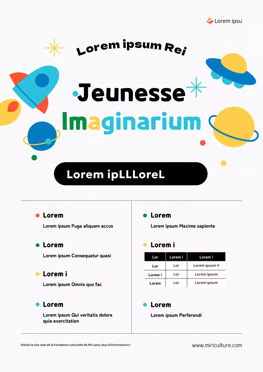 Appel à activités avec des illustrations colorées de concepts spatiaux