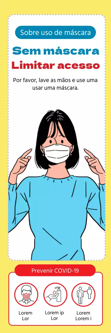 Não entrar sem uma máscara amarela ilustrada