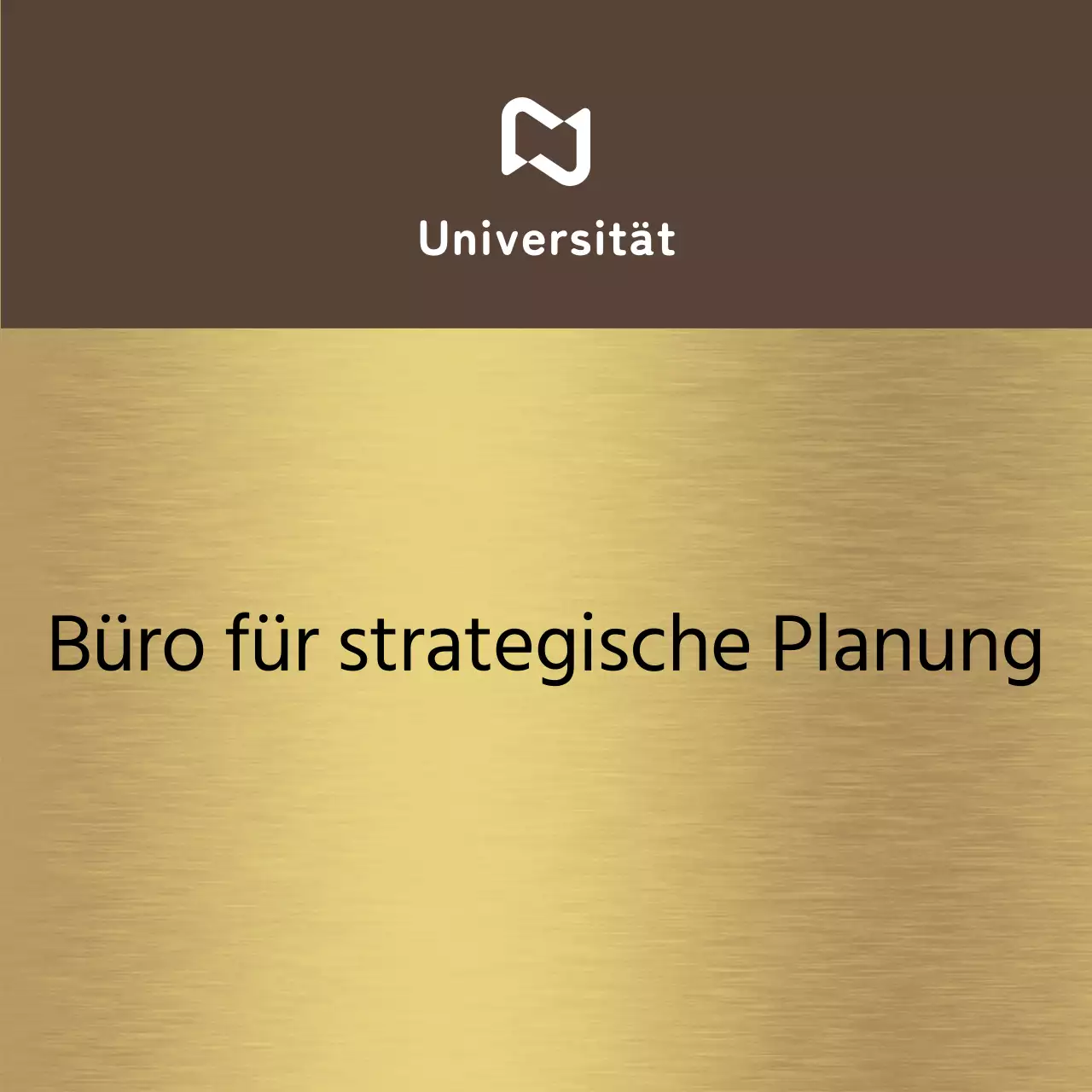 Einfaches Platzhalterzeichen mit braunen und schwarzen Firmenabteilungsnamen und quadratischen Formen