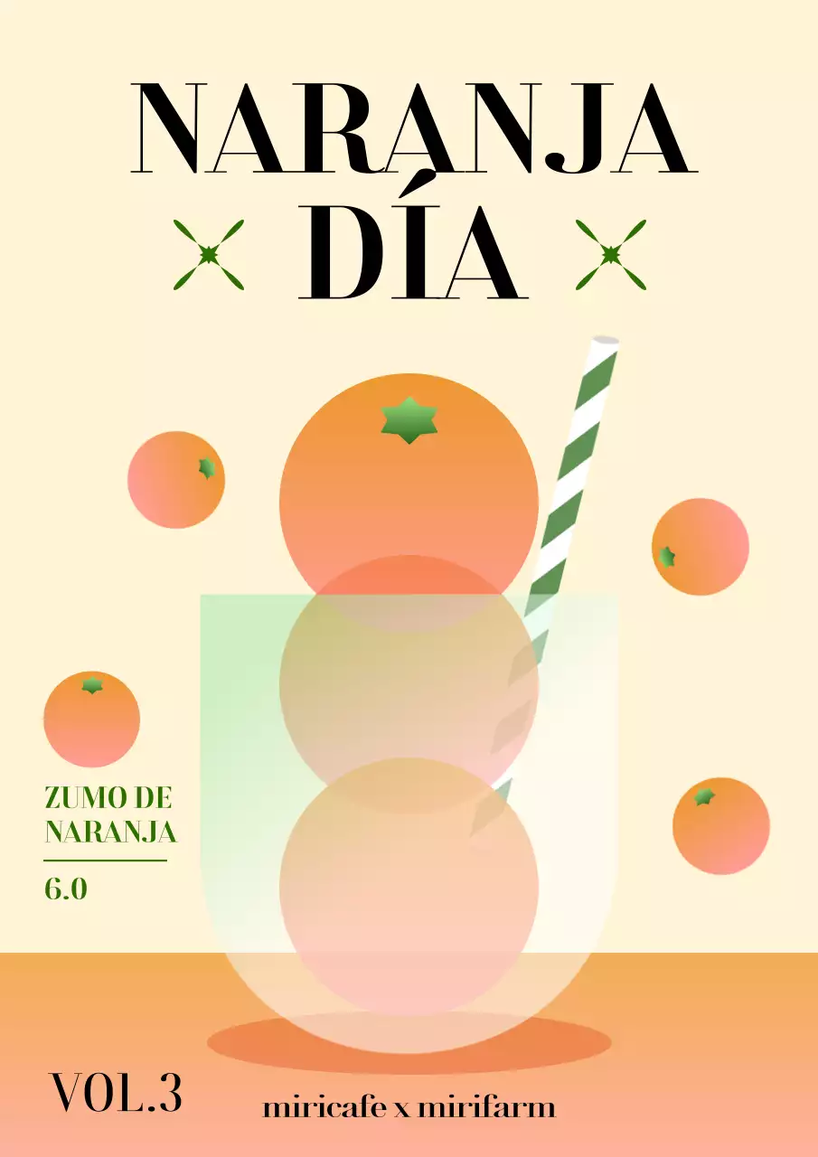 Gradiente circular de color naranja para promocionar el zumo de naranja