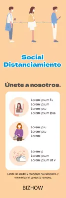 Naranja azul ilustración limpia guía de distanciamiento social