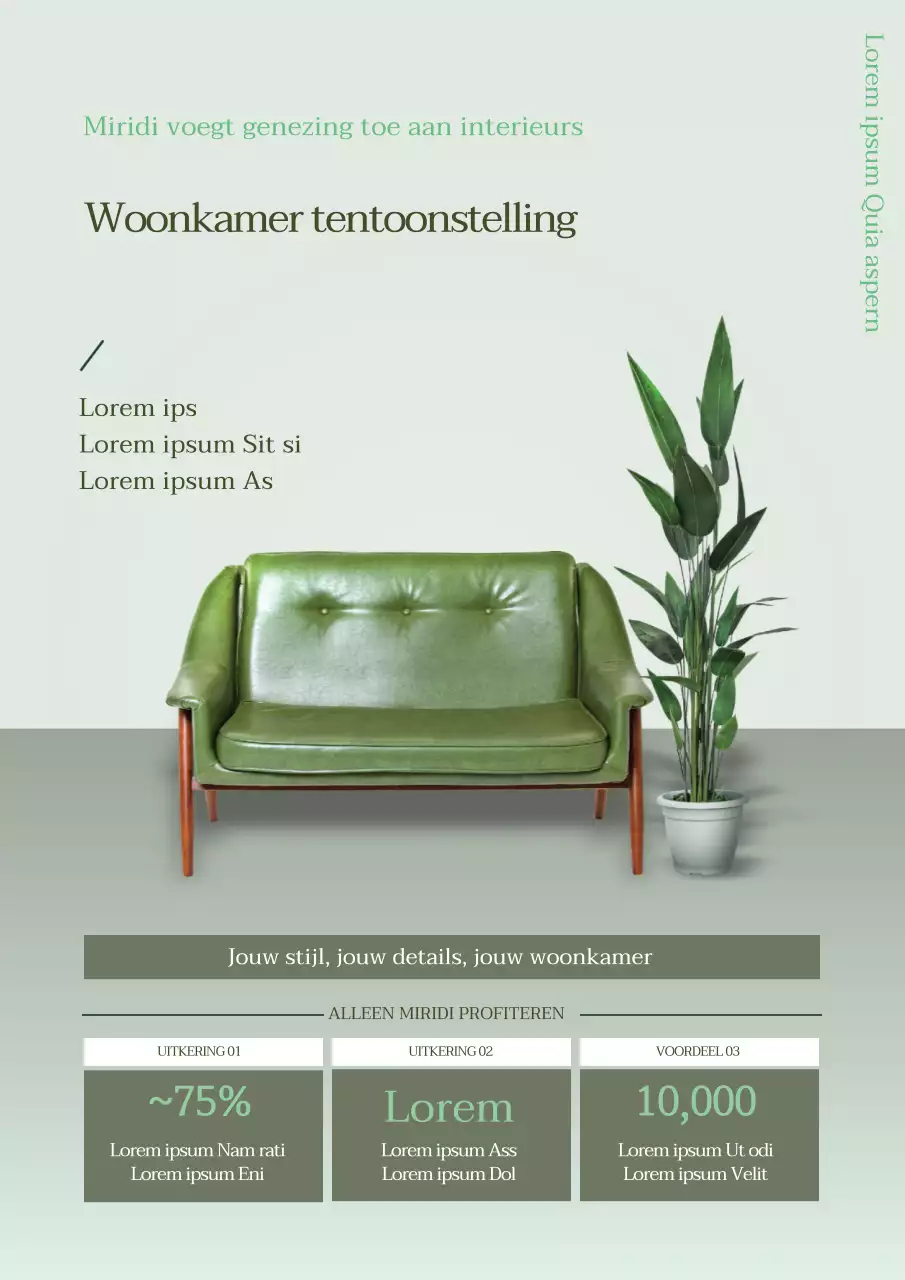 Evenementposter met groen meubelinterieur