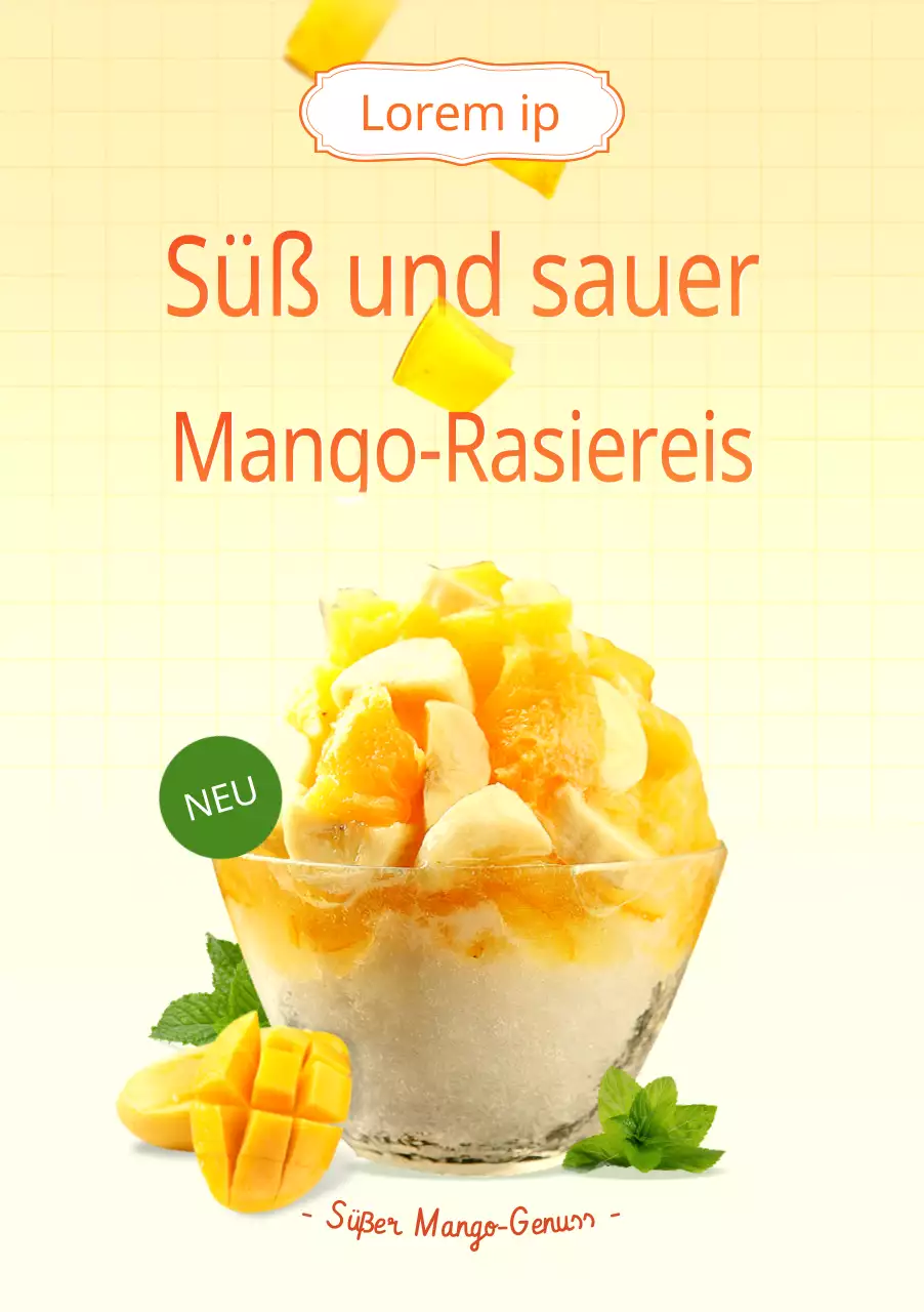 Einführung eines sauberen Café-Menüs in Orange und Gelb