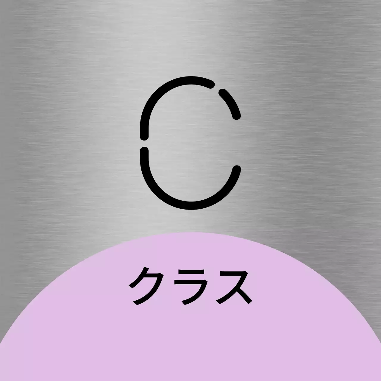空紫ピンクの図形と黒の塾学校のクラス名からなる場所案内板。
