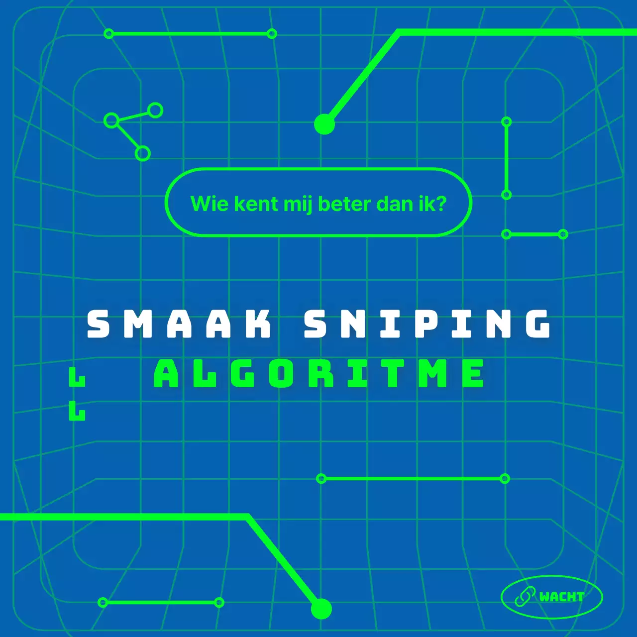 Algoritmisch aanbevelingsthema met blauwe achtergrond en verbindingslijnen