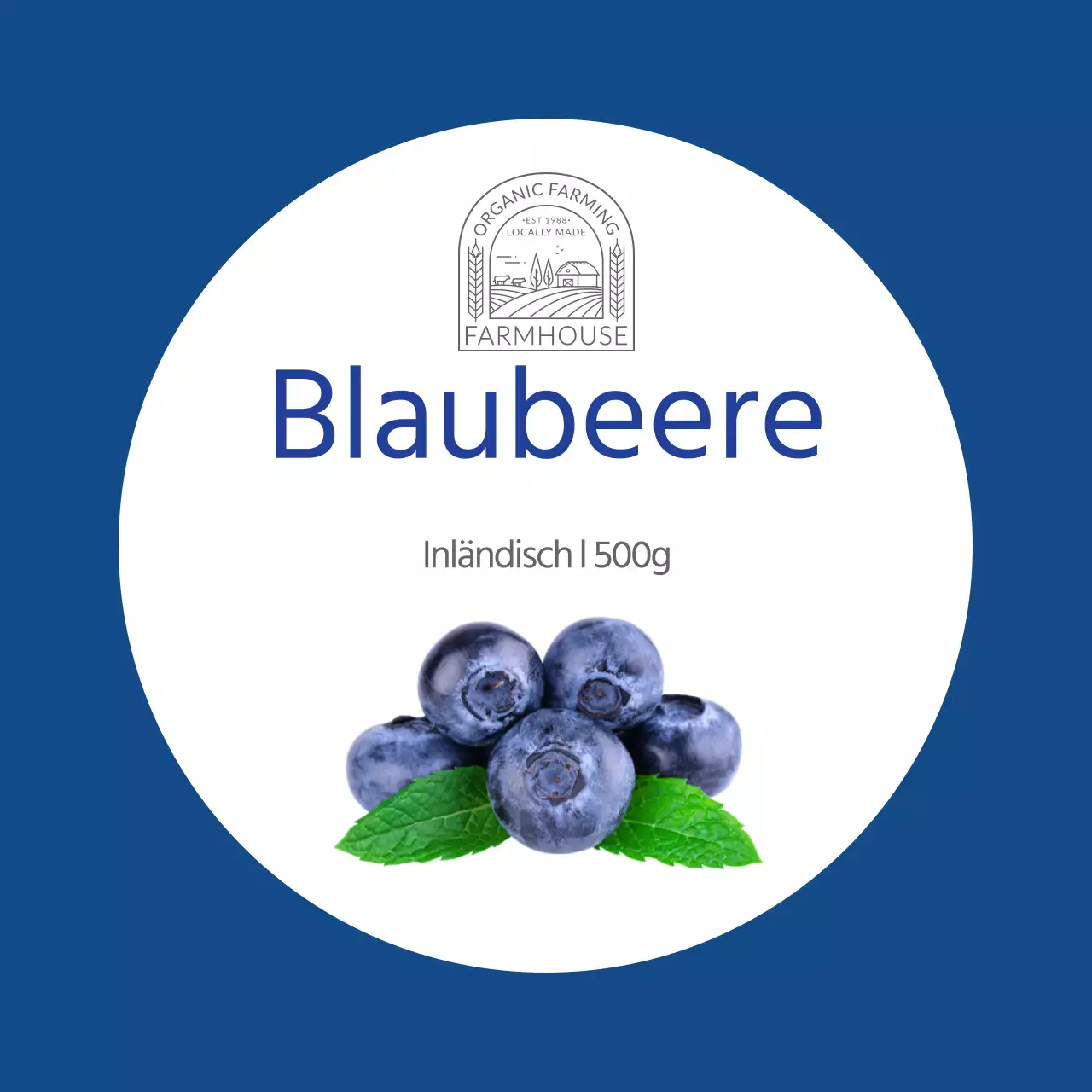 Etikett für blaue, saubere Heidelbeeren