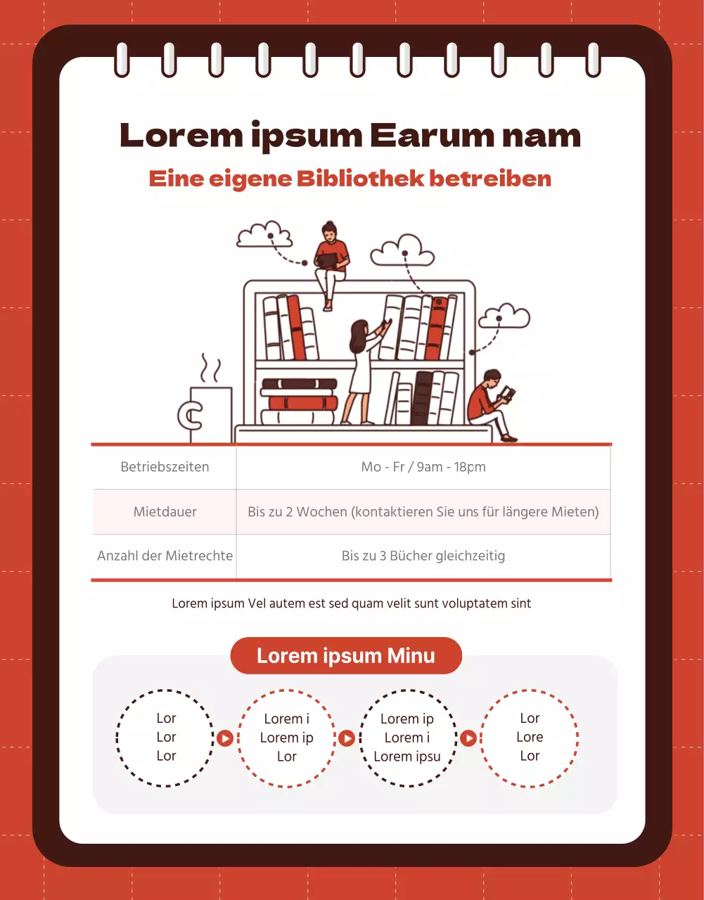 Informationsseite zum Programm für persönliche Entwicklung mit roten Punkten