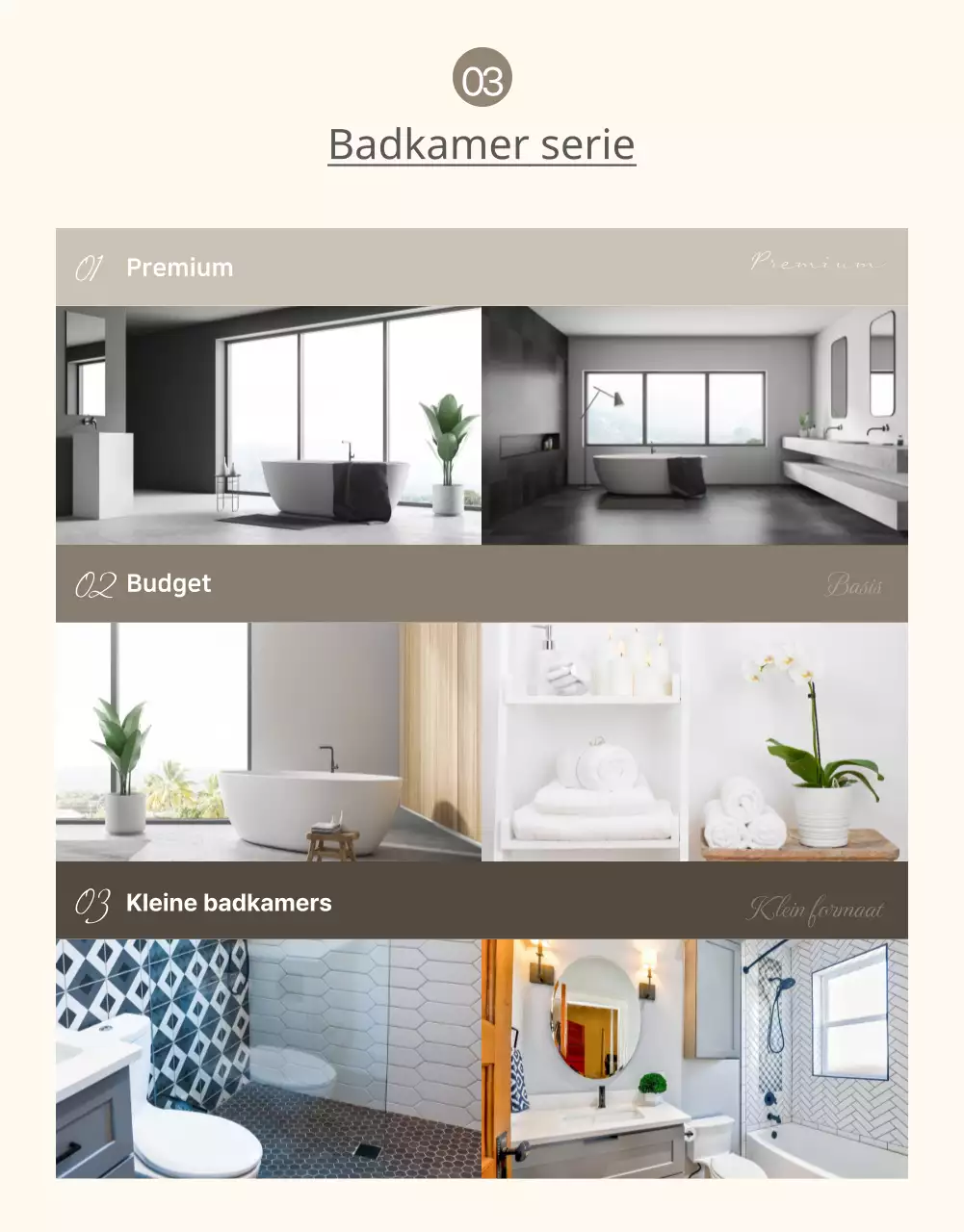 Bruine en eenvoudige constructie van badkamer en keuken