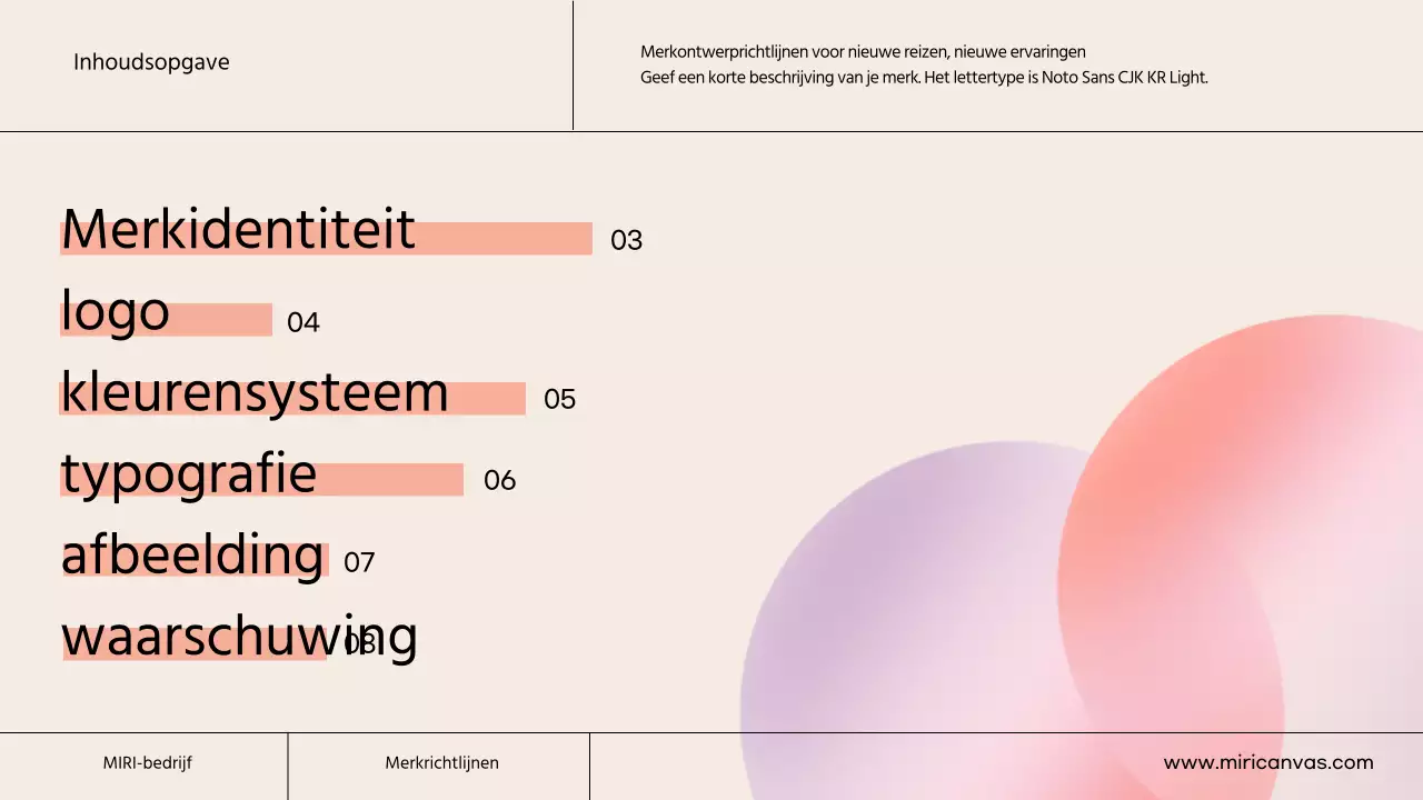 Een eenvoudige merkrichtlijn met ivoor en oranje kleuren