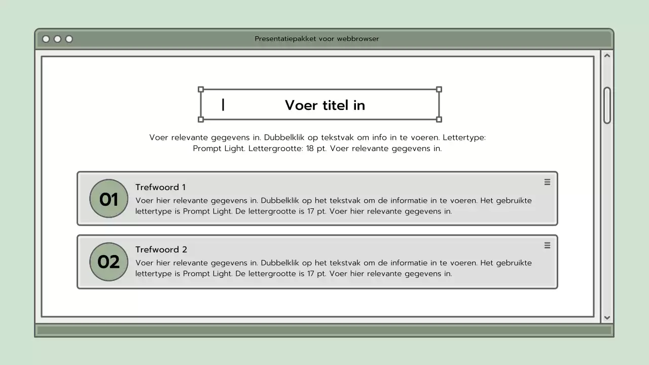 Presentatiepakket met lichtblauw browserconcept