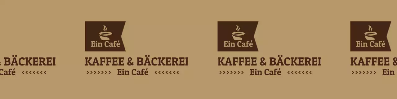Einfacher Stil Cafe Logo-Muster in hellbraun und braun