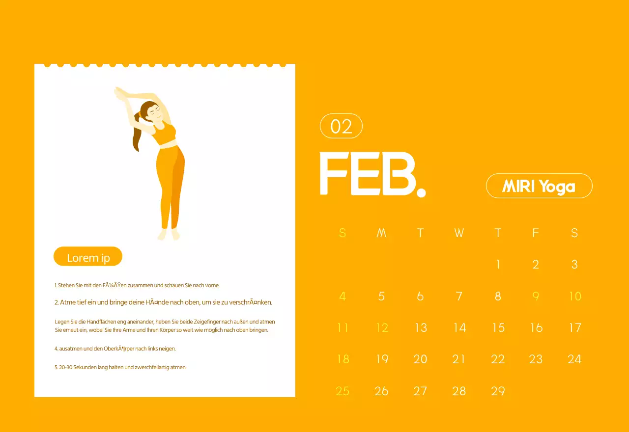 Orangefarbene Kalender zum Verschenken bei der Werbung für Ihr Yogastudio