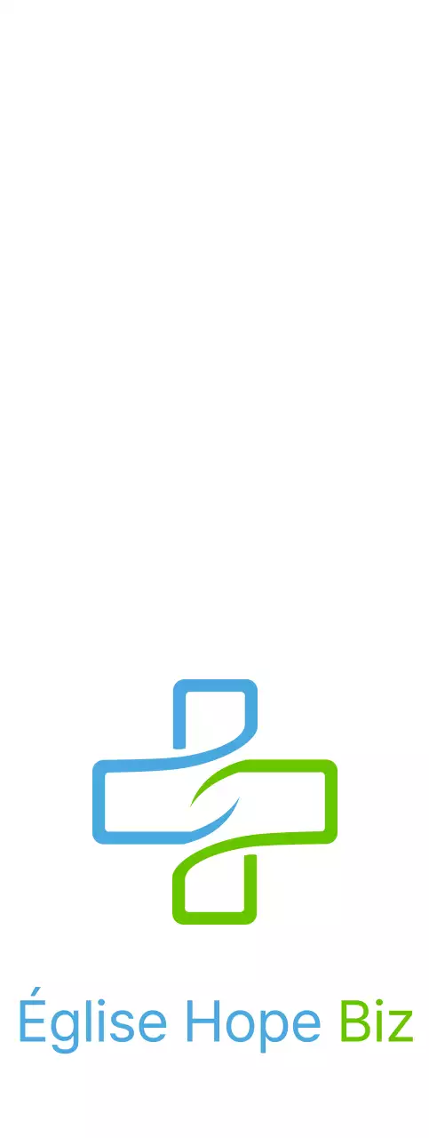 Logo d'une église avec une simple illustration de croix en bleu et vert