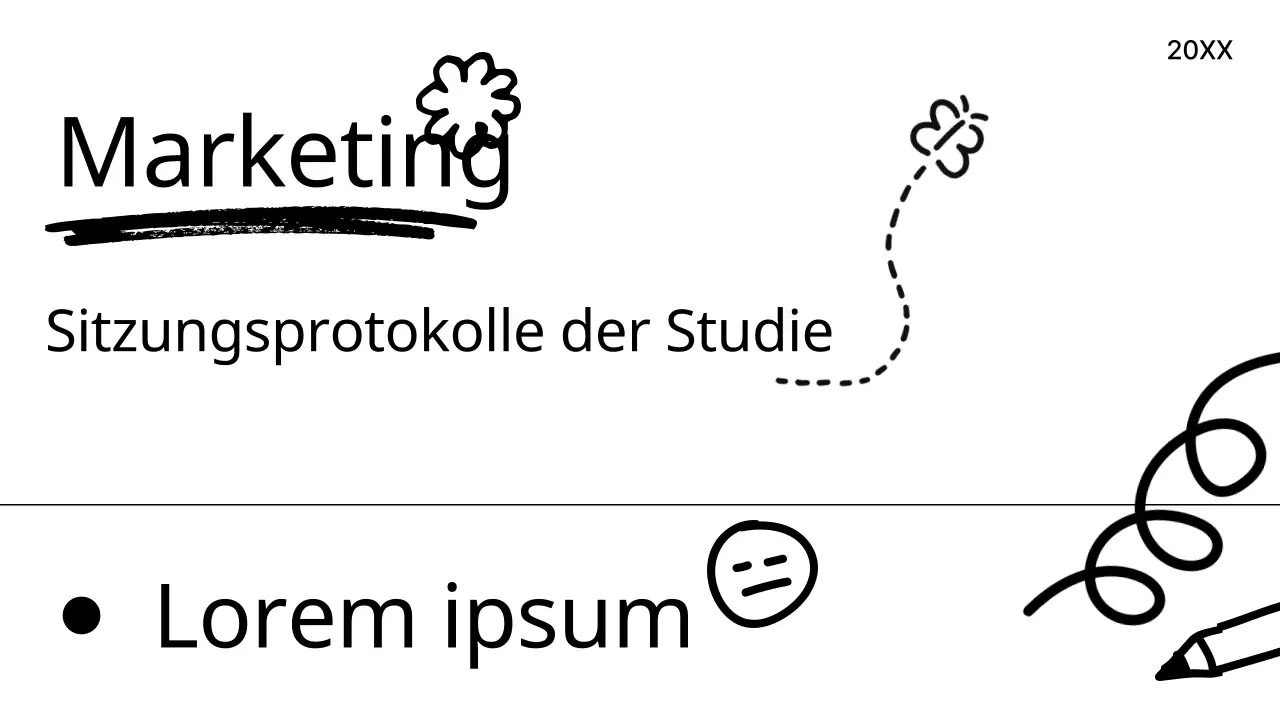 Studienprotokoll in Schwarz-Weiß mit einem Doodle-Konzept