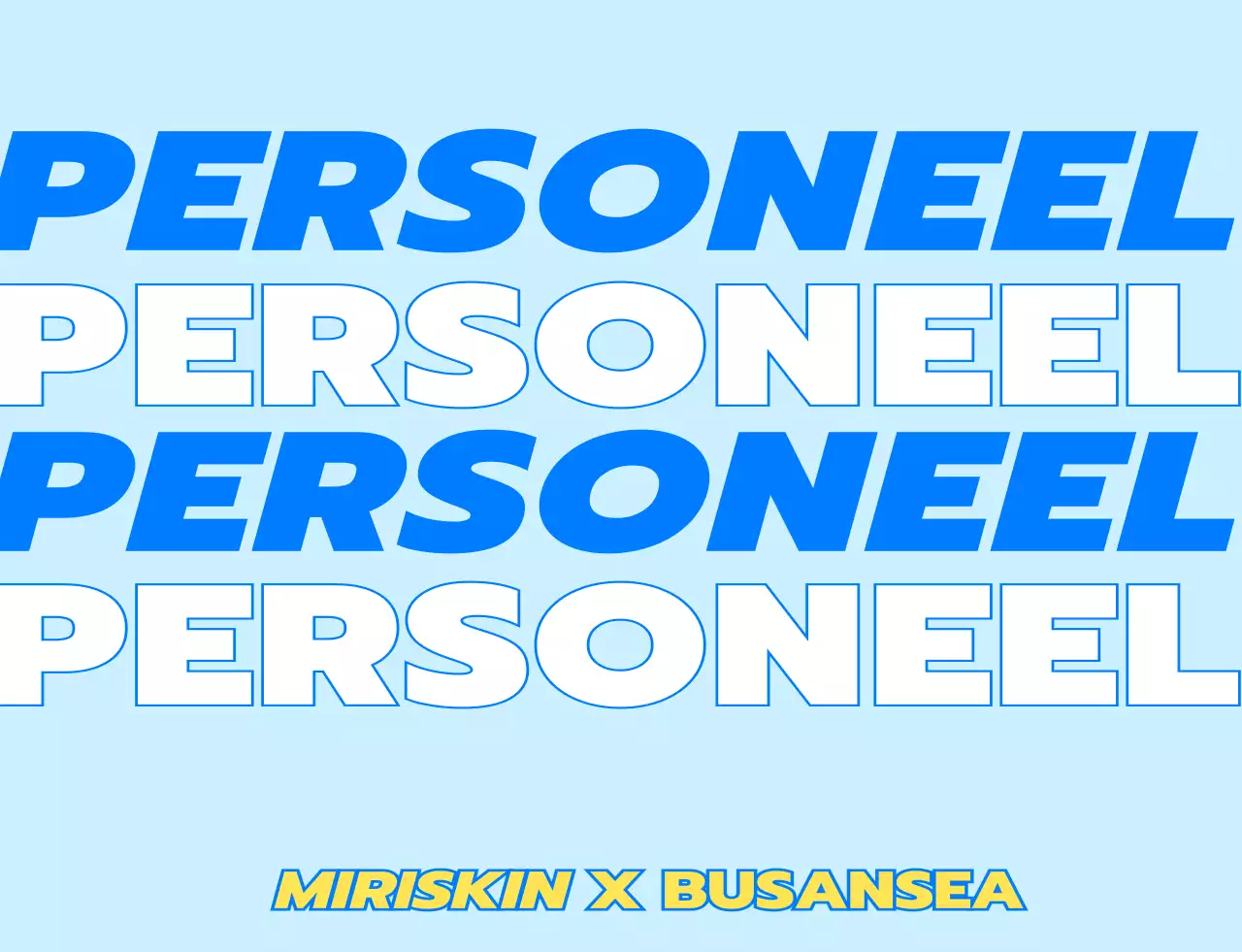 Ontwerp voor pop-up winkelpersoneel van cosmeticabedrijf met blauwe en gele wandelende karakters