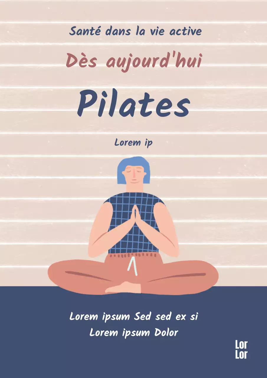 Couverture de livre d'un exercice Pilates apaisant avec un méditant sur un fond beige.