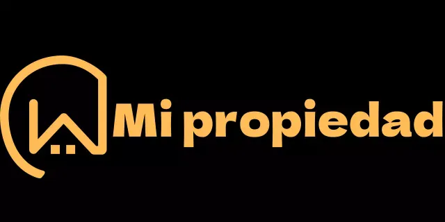 Logotipo de inmobiliaria con una sencilla ilustración de una casa en amarillo y negro