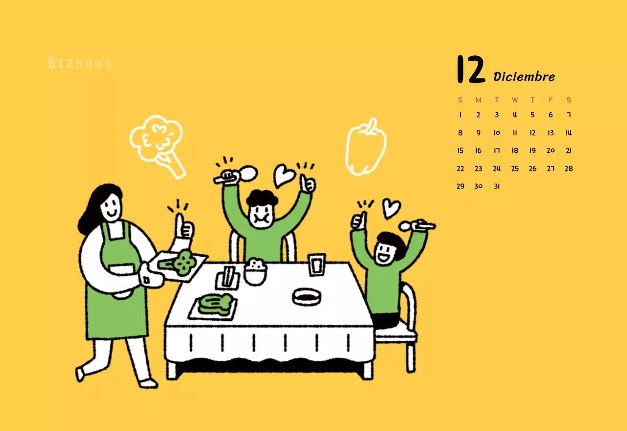 Calendario de Año Nuevo con simpáticas ilustraciones