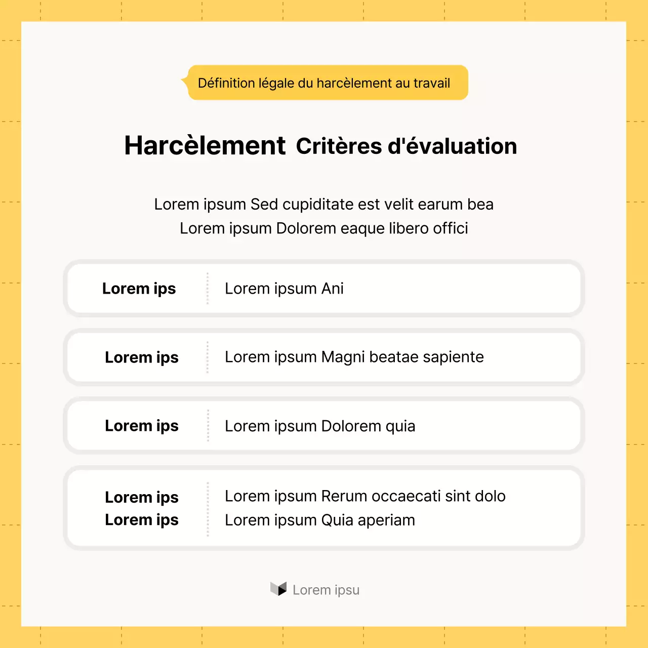 Guide minimaliste jaune et blanc de conseils en matière de droit du travail