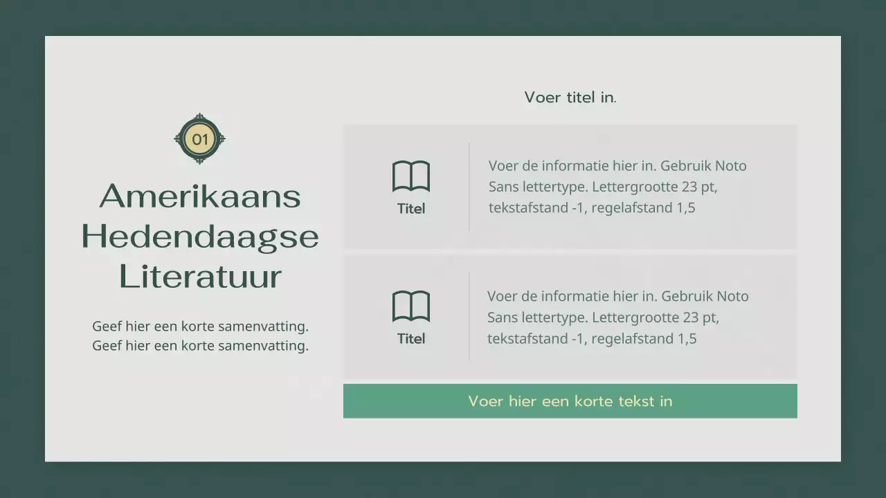 Groene, rustgevende sfeer Moderne literatuurles