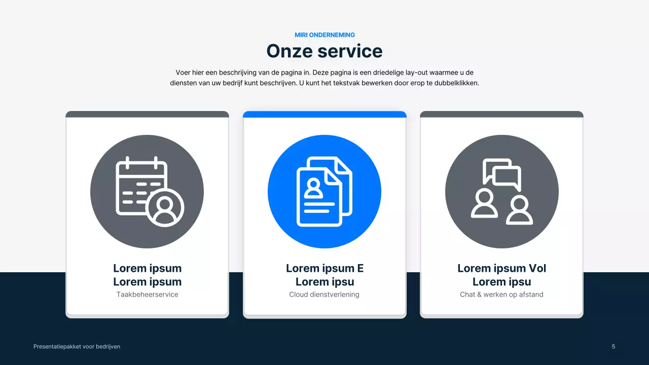 Eenvoudig zakelijk materiaal in blauw en grijs