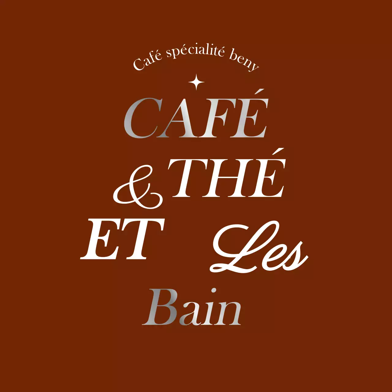 Lettres de café sentimental en brun et argent