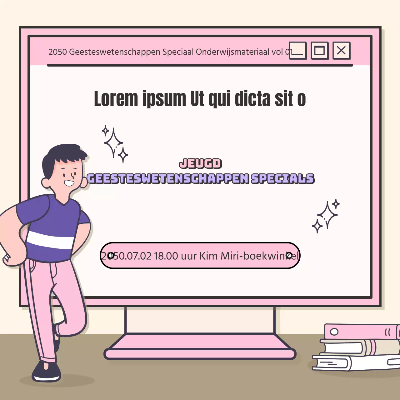 Een leuk concept voor een lezing over geesteswetenschappen met roze-paarse accenten