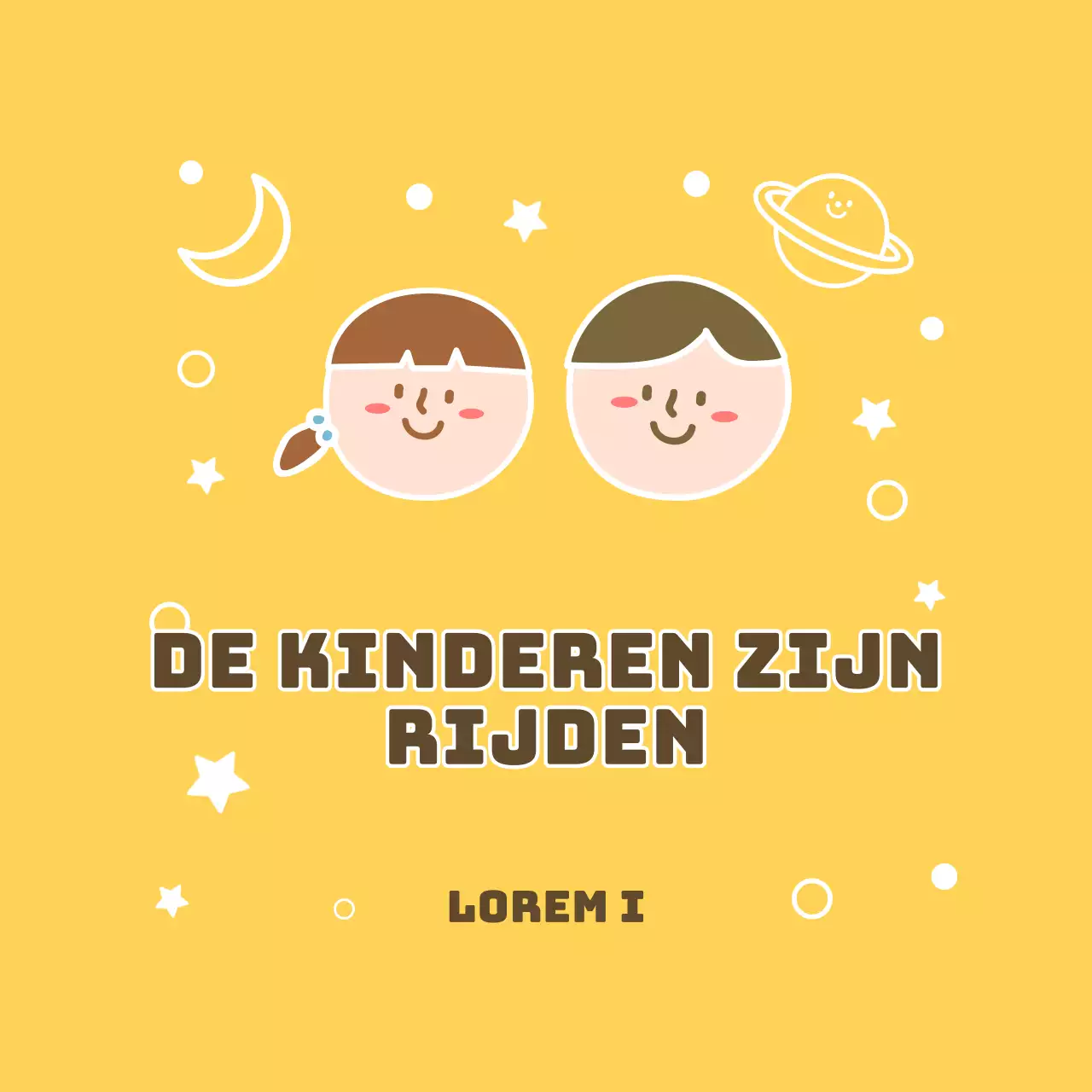 Schattig klein kind illustratiestijl in geel en bruin Kinderen rijden tekst prompts
