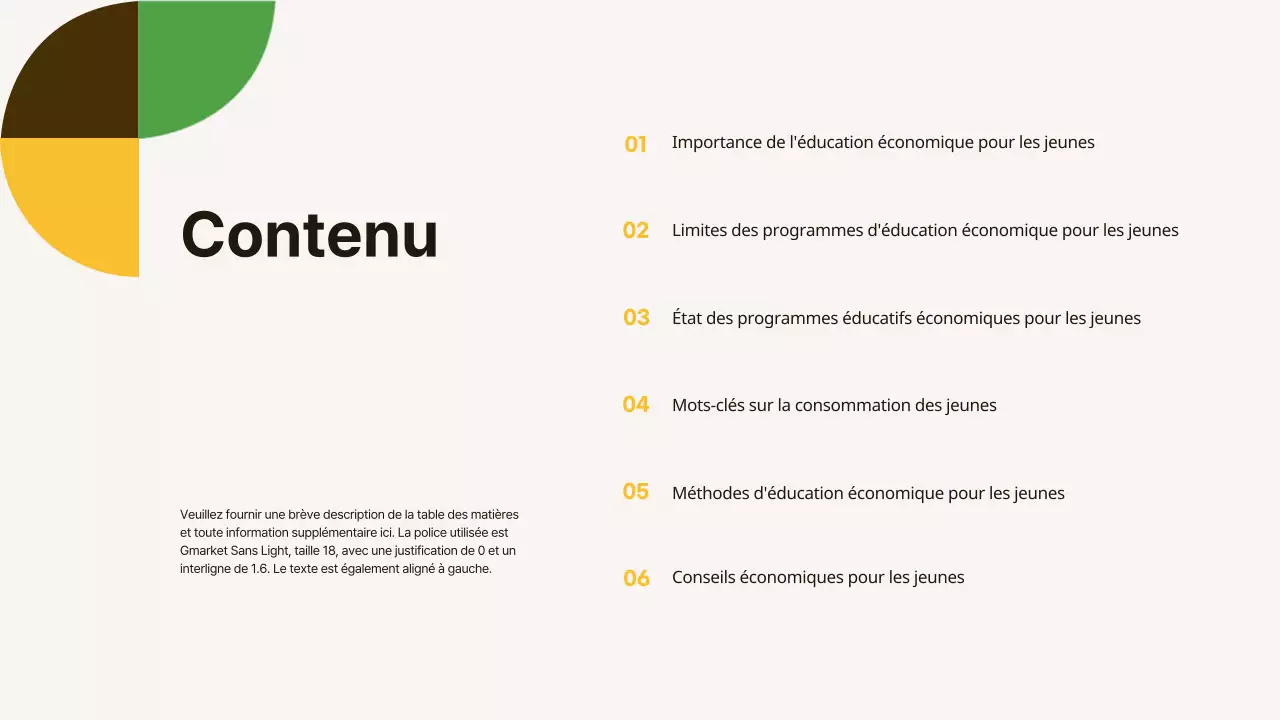 Matériel simple d'éducation économique des jeunes, jaune et brun