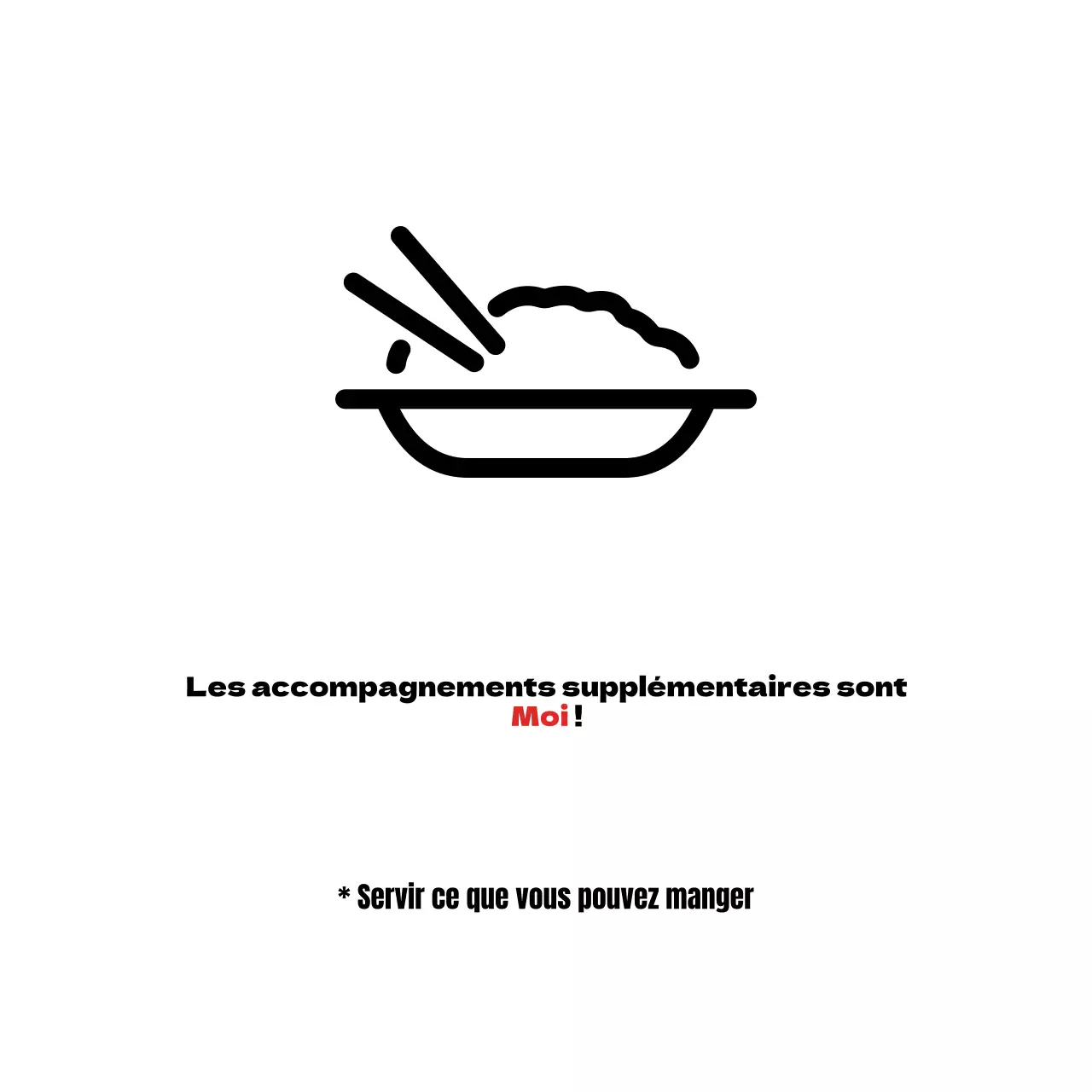 Instructions auto-textuelles pour les plats d'accompagnement dans un style simple en rouge et noir