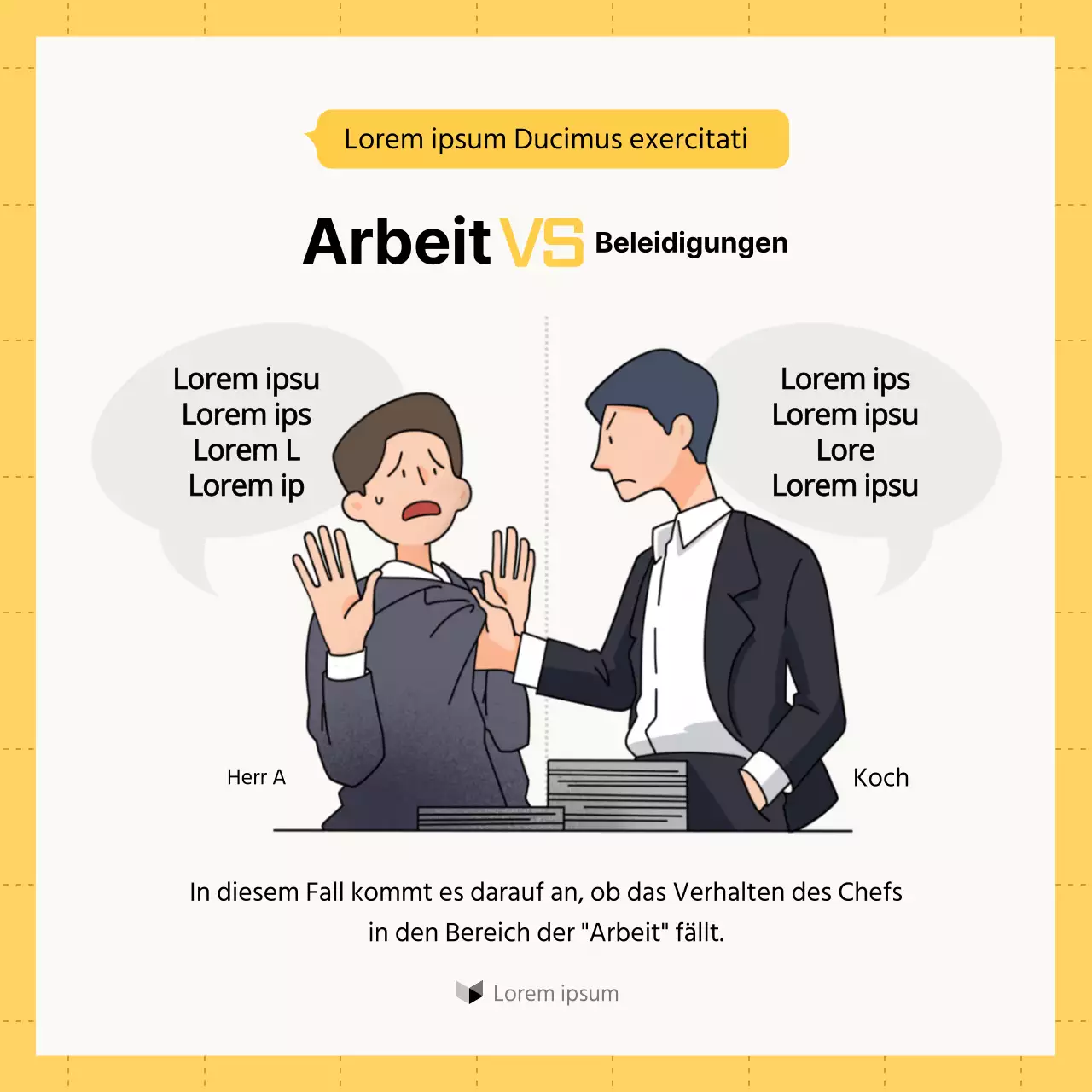 Gelber und weißer minimalistischer Ratgeber zum Arbeitsrecht