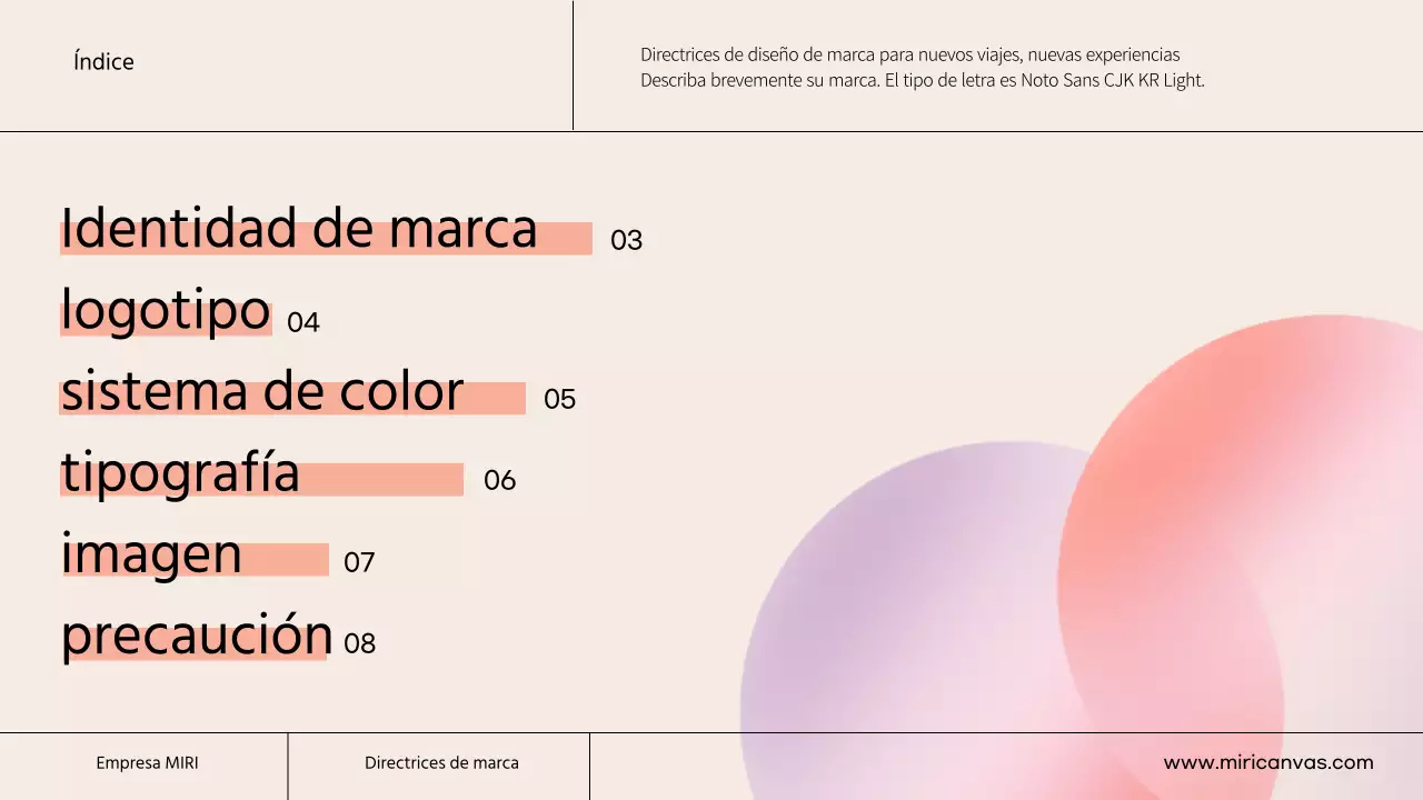Una pauta de marca sencilla con colores marfil y naranja