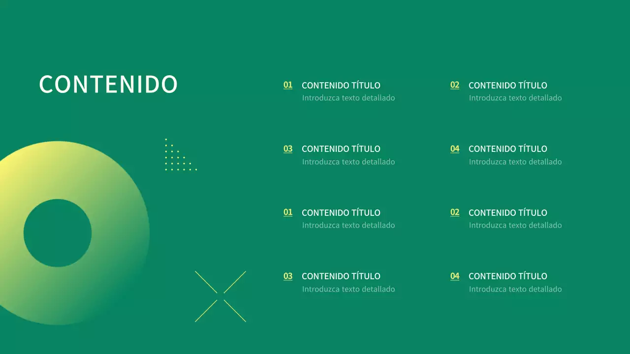 Presentación sencilla de un proyecto empresarial con puntos circulares verdes