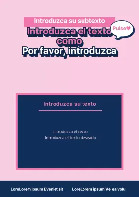 Material promocional con texto sencillo en rosa y azul marino
