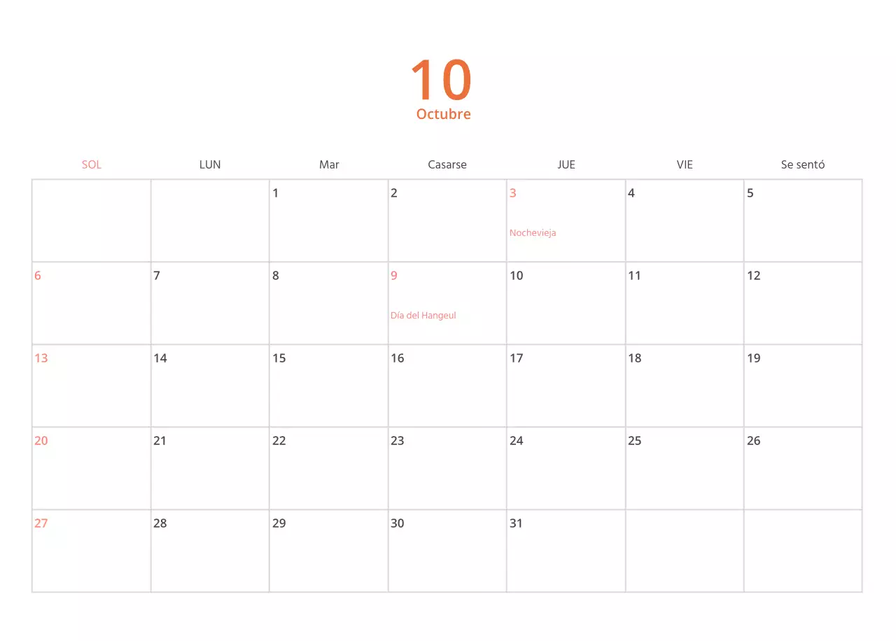 Calendario ilustrado multicolor