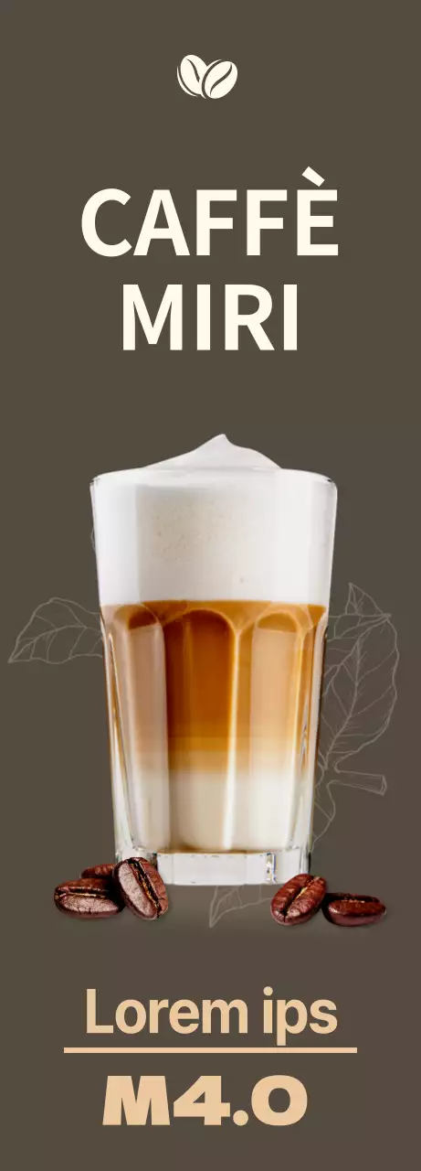 Banner di un caffè monotono con latte al caramello e birra fredda in un design d'atmosfera su sfondo scuro