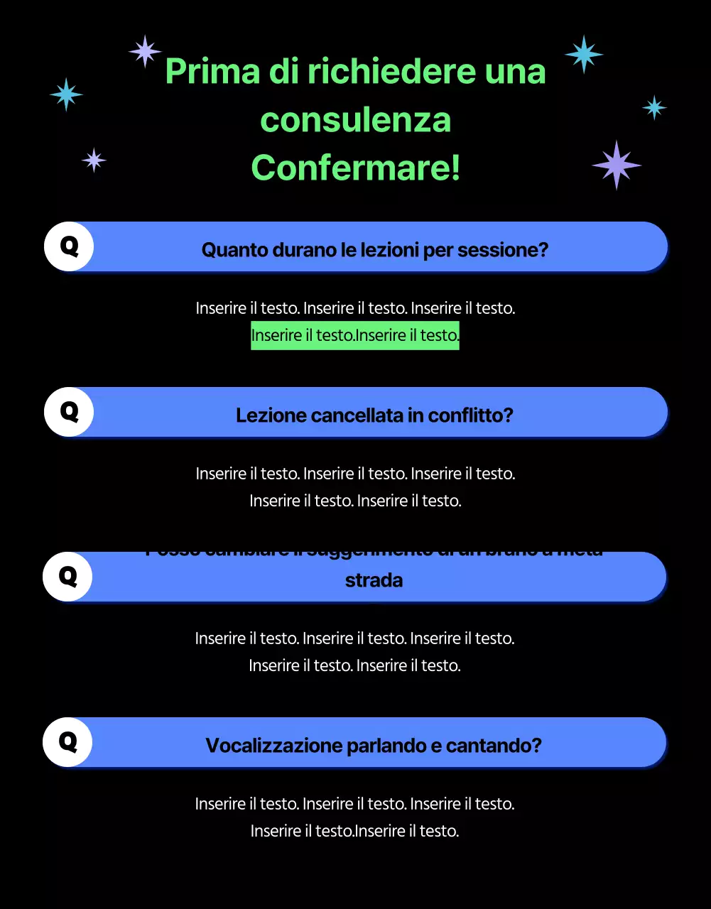 Splendida lezione vocale con accenti chartreuse