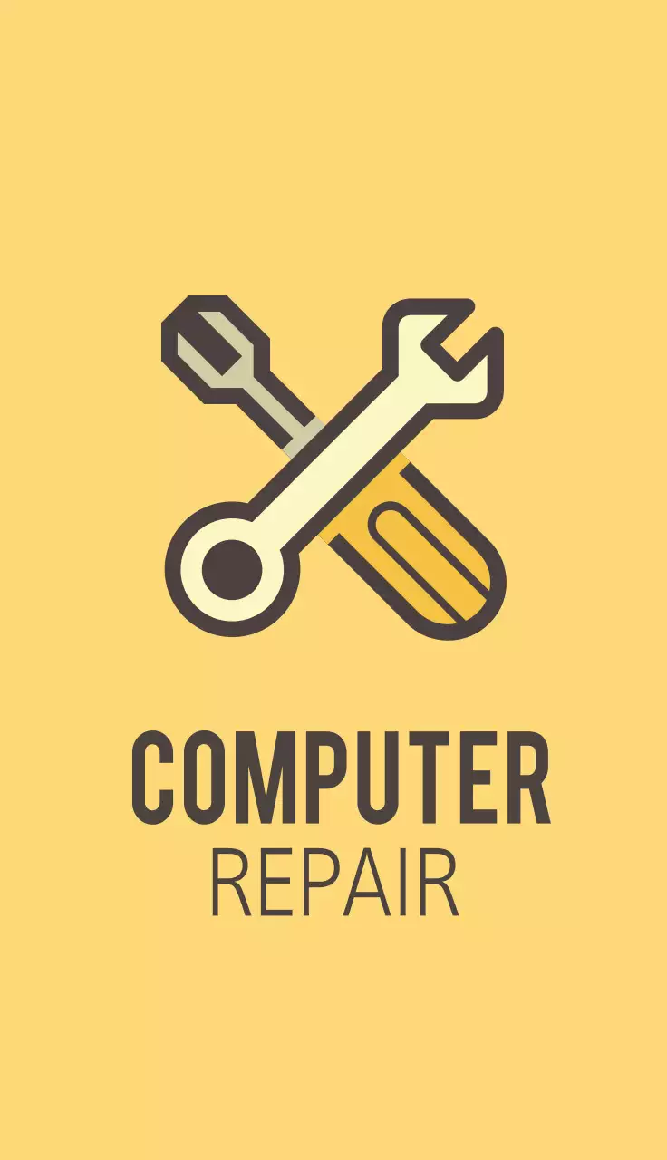 黄色 シンプル コンピュータ 名刺