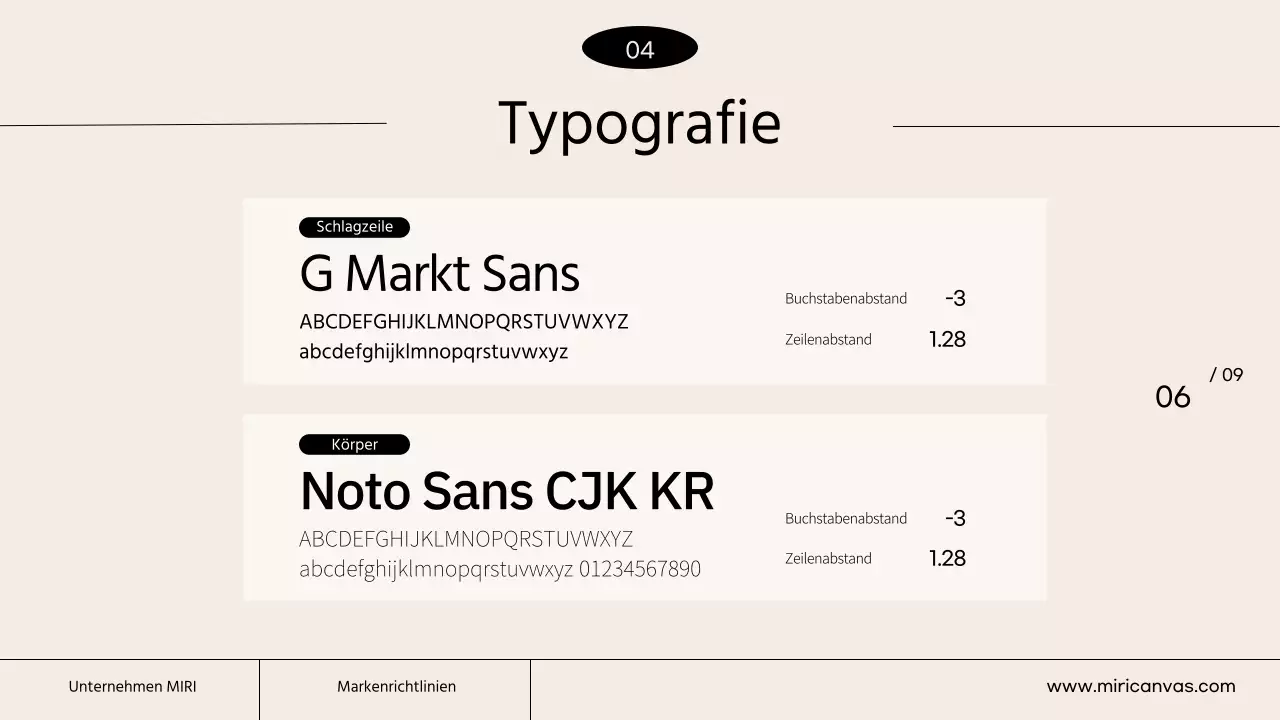 Ein einfacher Markenleitfaden in den Farben Elfenbein und Orange