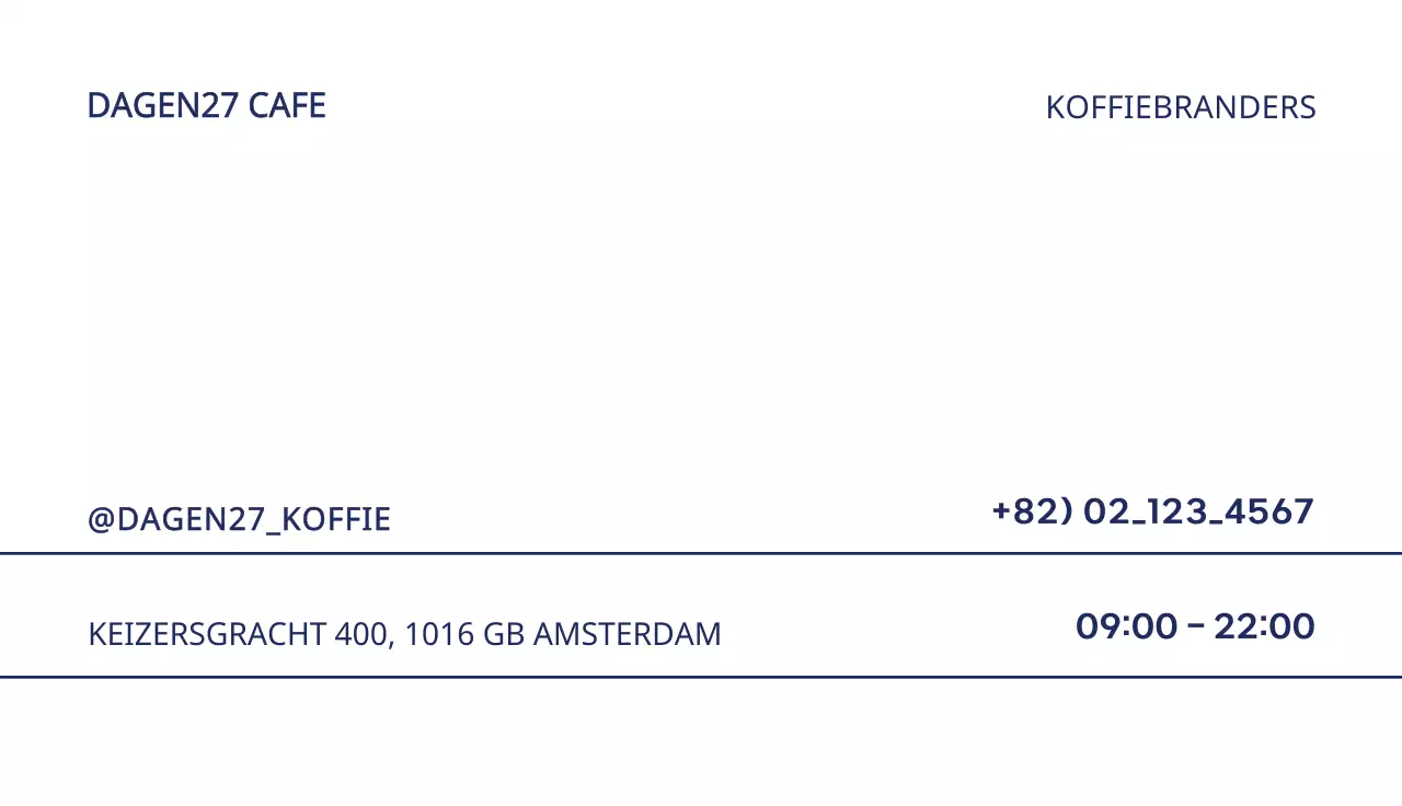 Kleurrijk en eenvoudig visitekaartje in oranje, marineblauw en groen